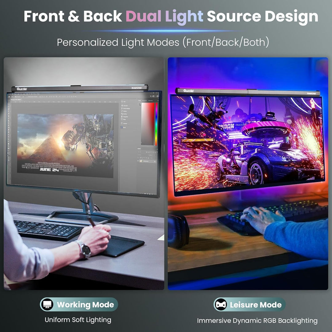 Quntis Computer Monitor Lampe mit Gaming Deko RGB Hintergrundbeleuchtung, Monitor Light Bar mit Touc