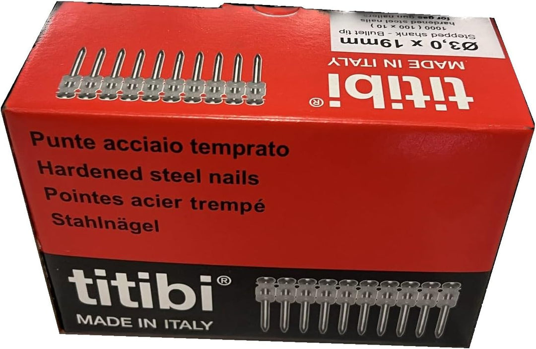Nr. 1000 Titibi Nägel Ø3,0 x 19 mm, 100% kompatibel mit HILTI Gasschleifer: GX 100, GX 100-E, GX 120