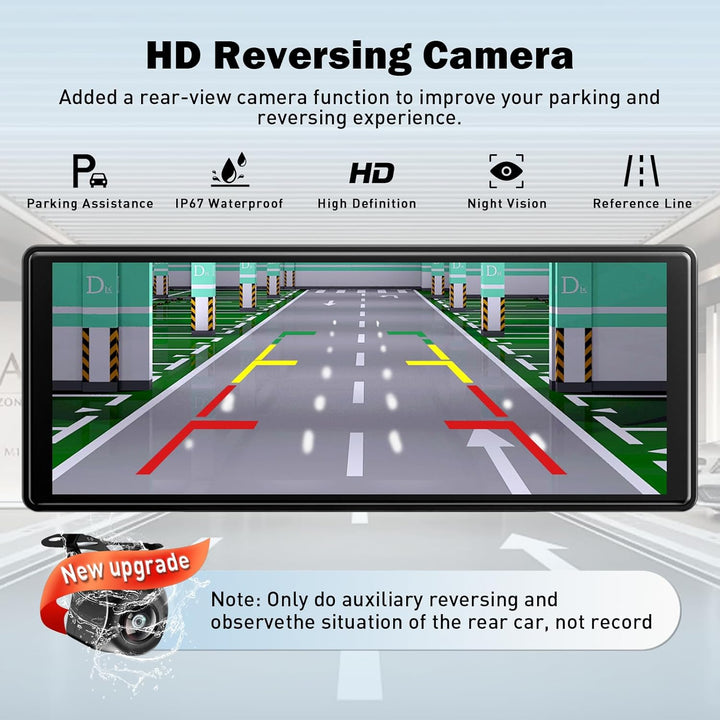 10,26 Zoll CarPlay Display, Tragbarer Car Multimedia Player mit Apple CarPlay & Android Auto, Rückfa
