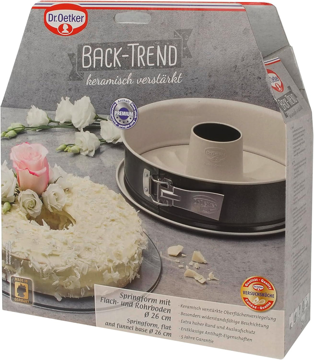 Dr. Oetker Premium Springform Set – 2 ST mit Flach- und Rohrboden, Hitzebeständig, 5 Jahre Herstelle