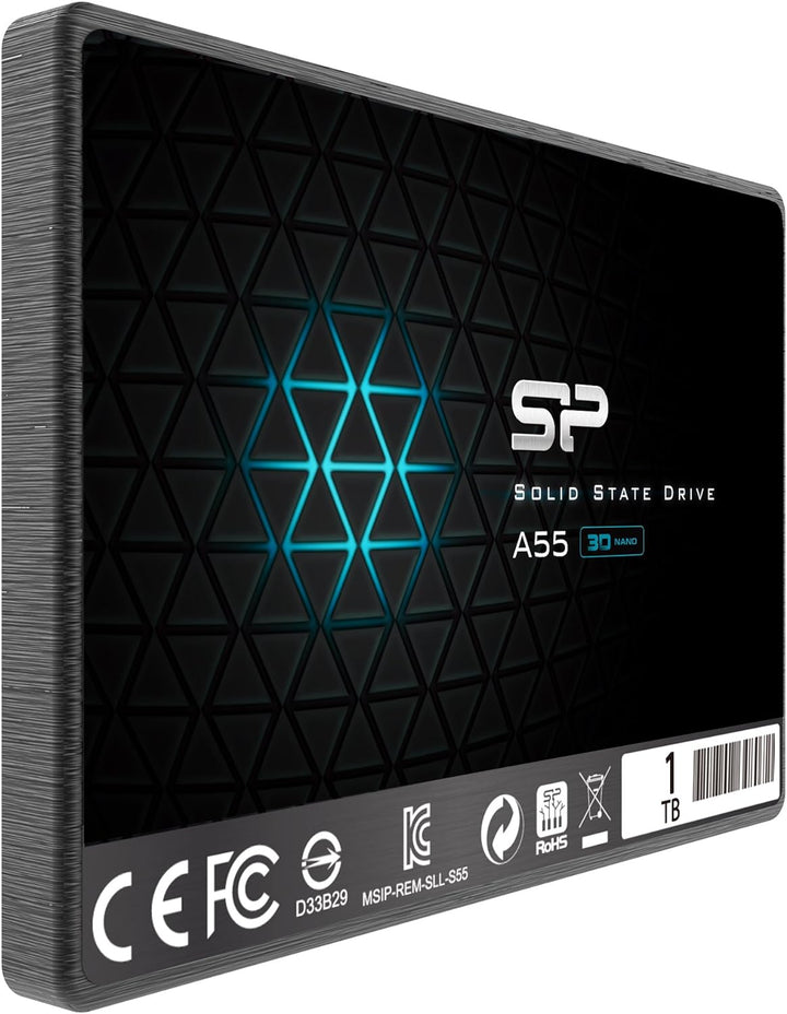 Silicon Power SSD 1TB 3D NAND A55 SLC Cache Performance Boost 2,5 Zoll SATA III 7mm (0,28") Interne
