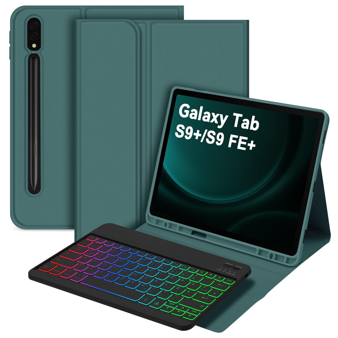 Bettdow für Samsung Galaxy Tab S10+/S10 Plus Tastatur Hülle, QWERTZ Layout Abnehmbarer Beleuchtete T