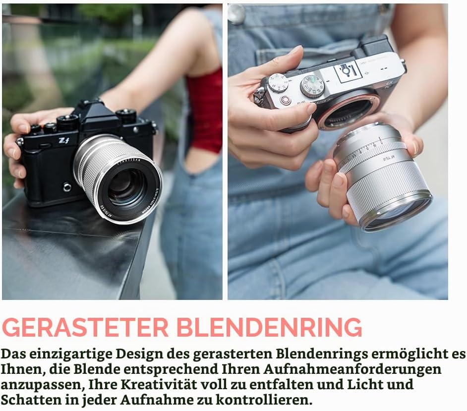 TTARTISAN AF 75mm F2 Vollformat Objektiv L Mount, STM Autofokus Grosse Blende mit Geklicktem Blenden