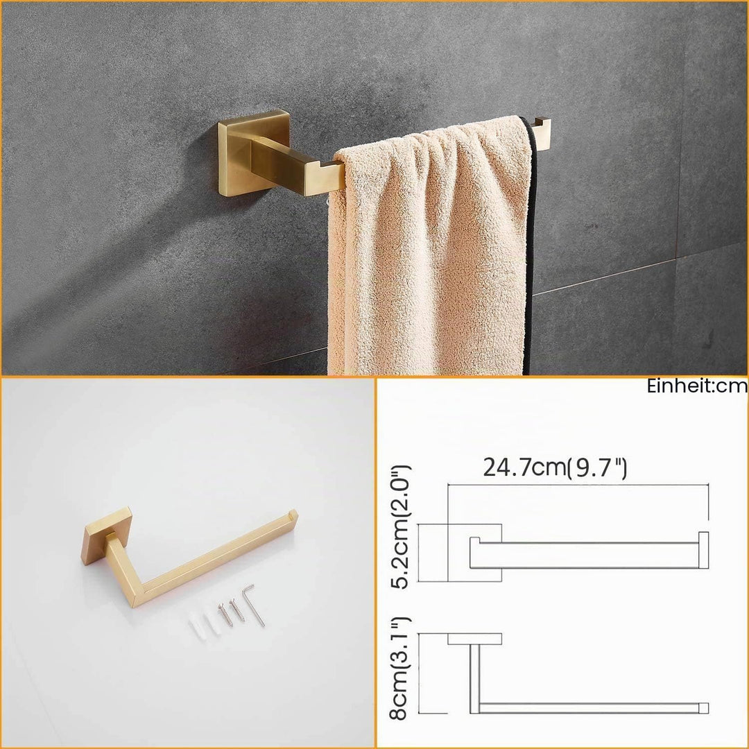 Beelee Badezimmer Hardware Set 5 Stück Golden gebürstet, Wandmontage Modernes Badezimmerzubehör 304