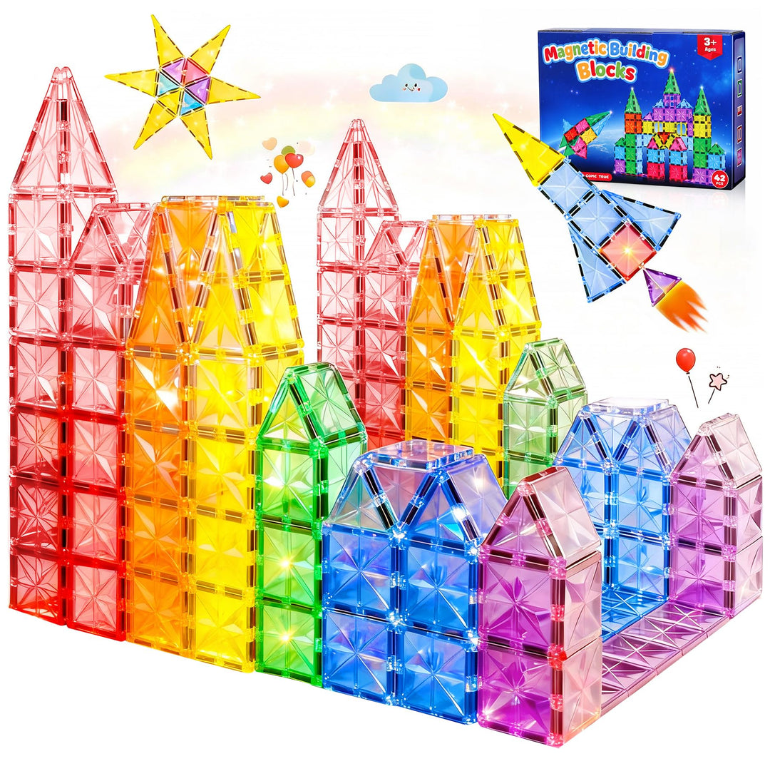 WOOBLO Magnetische Bausteine, Magnetspiel STEM Montessori Spielzeug ab 3 Jahre, Magnete Spielzeug ab