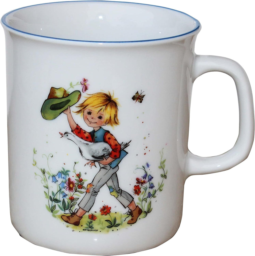 Kindergedeck 3-tlg. Porzellan modernes buntes Märchenmotiv "Hans im Glück" by L.E.R.D.93, Hans im Gl