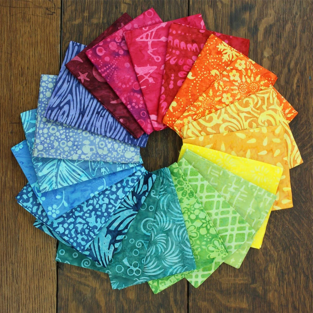 LoudElephant Baumwoll-Batik-Stoffbündel – Fat Quarter – Rainbow Original, Rainbow Original