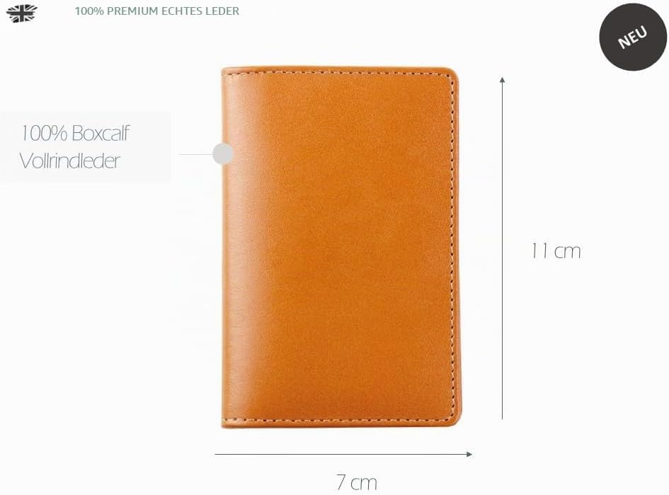 DELMON VARONE - Personalisierbares Visitenkartenetui aus Premium Boxcalf Leder braun, Elegante Echtl