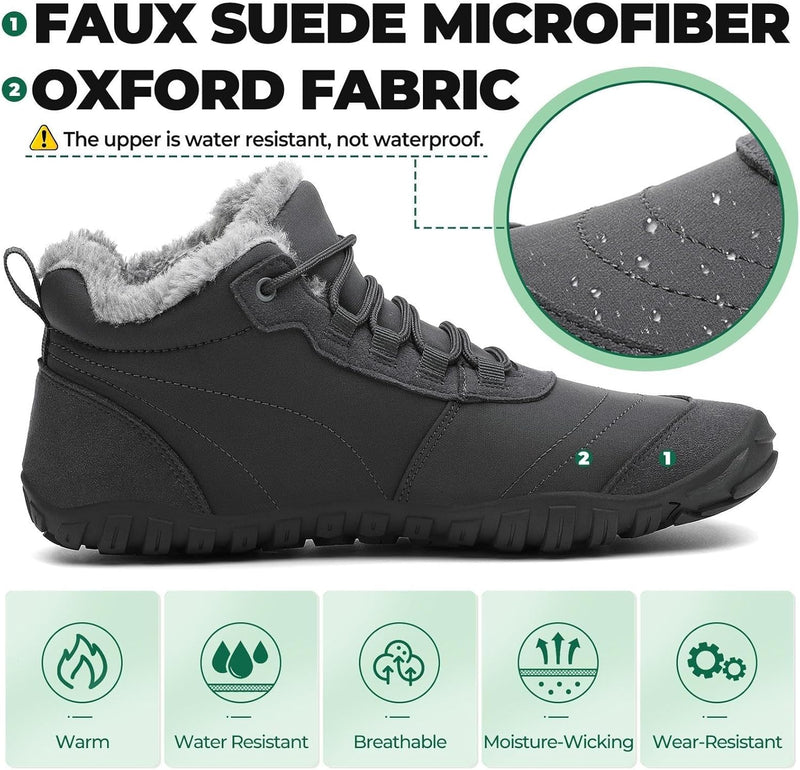 SAGUARO Barfussschuhe Winter Warm Wasserabweisend Gefüttert Winterschuhe für Damen Herren Gr.36-46 4