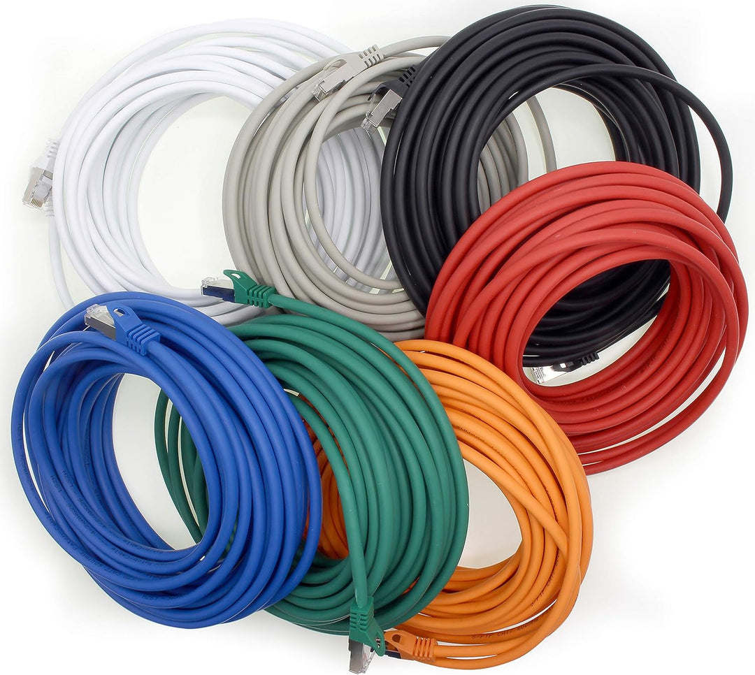 1aTTack.de 5,0m - 7 Farben - 7 Stück CAT.7 Netzwerkkabel Patchkabel SFTP PIMF LSZH Gigabit Lan Kabel