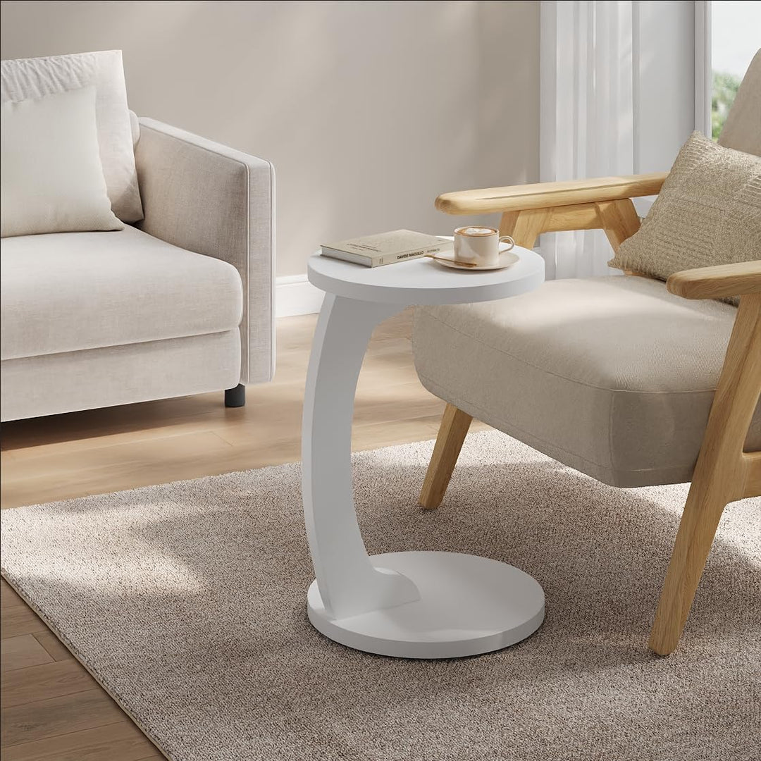 WOLTU Beistelltisch C Form, Couchtisch rund, Sofatisch Kaffeetisch Wohnzimmertisch Abstelltisch, Kle