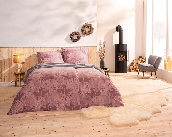 ESTELLA Feinflanell Bettwäsche Modena rost 1 Bettbezug 135 x 200 cm + 1 Kissenbezug 80 x 80 cm, 1 Be