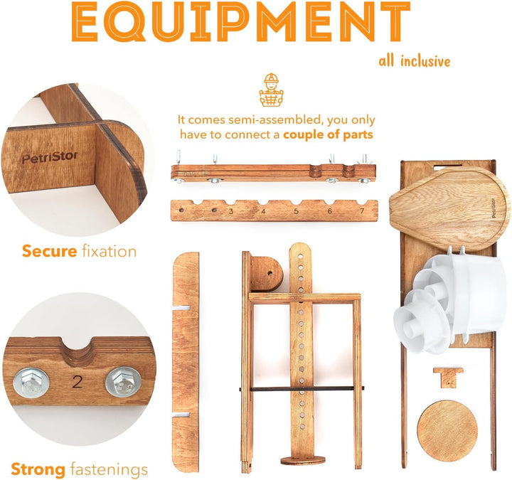 Niederländische Holz-Käsepresse – Käseherstellungs-Set (Holz-Käsepresse mit Hebel und 2 Käseformen 1