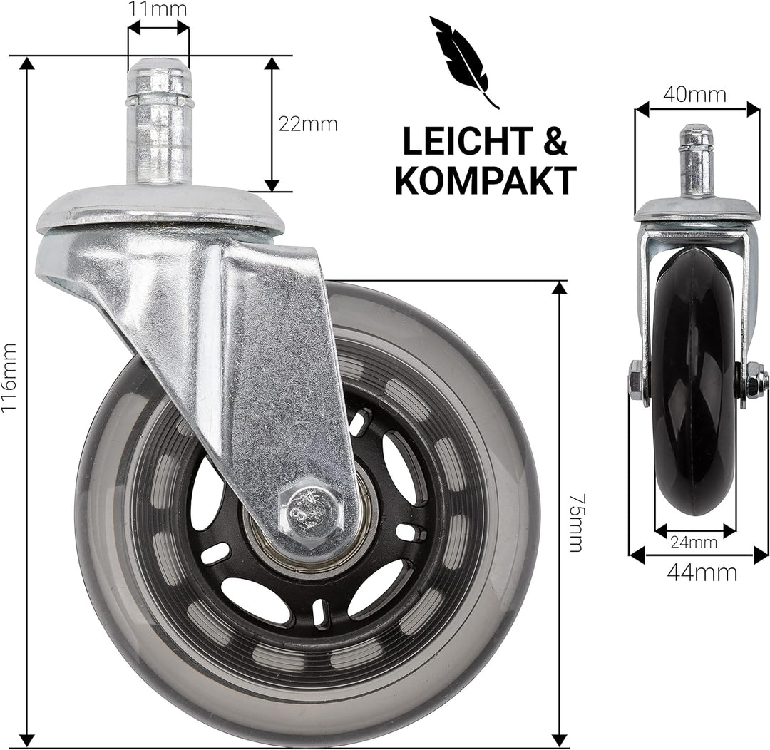 Staboos Rollhocker bis 160 kg - Gel-Polster Sitz rund - Praxishocker (Premium Rollen) Drehhocker höh