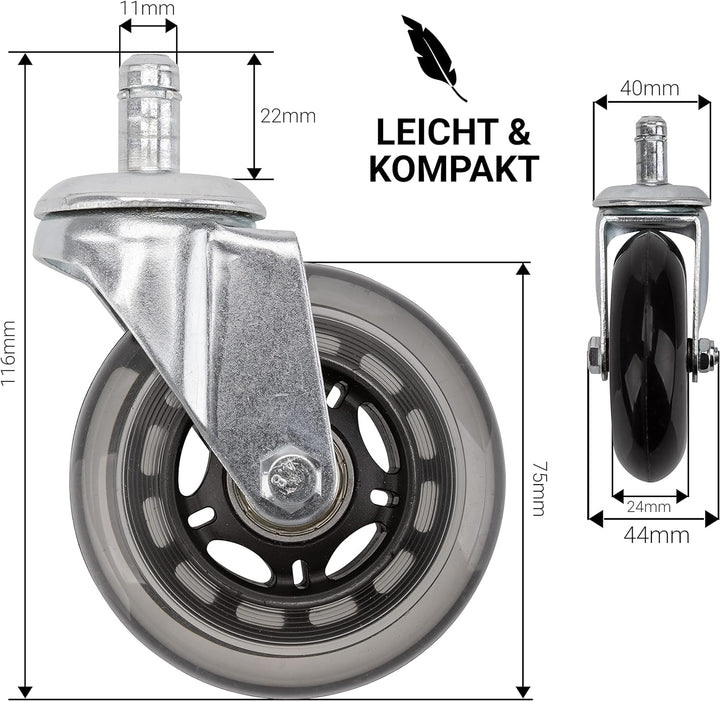 Staboos Rollhocker bis 160 kg - Gel-Polster Sitz rund - Praxishocker (Premium Rollen) Drehhocker höh