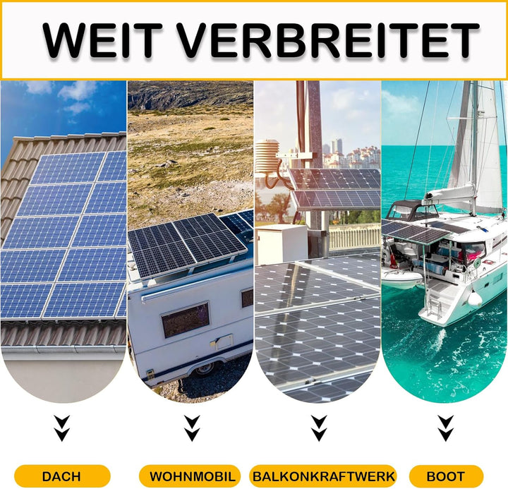 Sorlpv Solarmodul Halterung für 4X Module, PV Halterung Montageset - 12CM Schwarze Schiene + Verstel