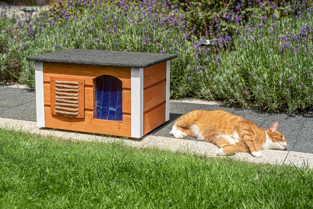 Outentin Katzenhaus Outdoor Winterfest - Katzenhäuschen für Draussen - Isolierte Schutzhütte - Wasse