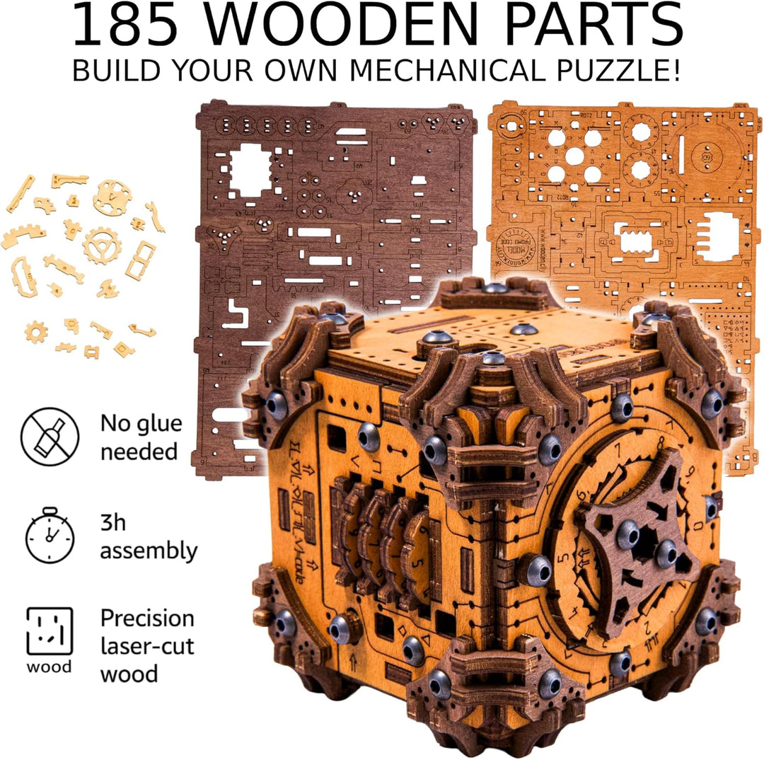 WOODEN.CITY Tesseract Holz Puzzle Box für Erwachsene – 3D Holzpuzzle Bausatz | Escape Room in a Box