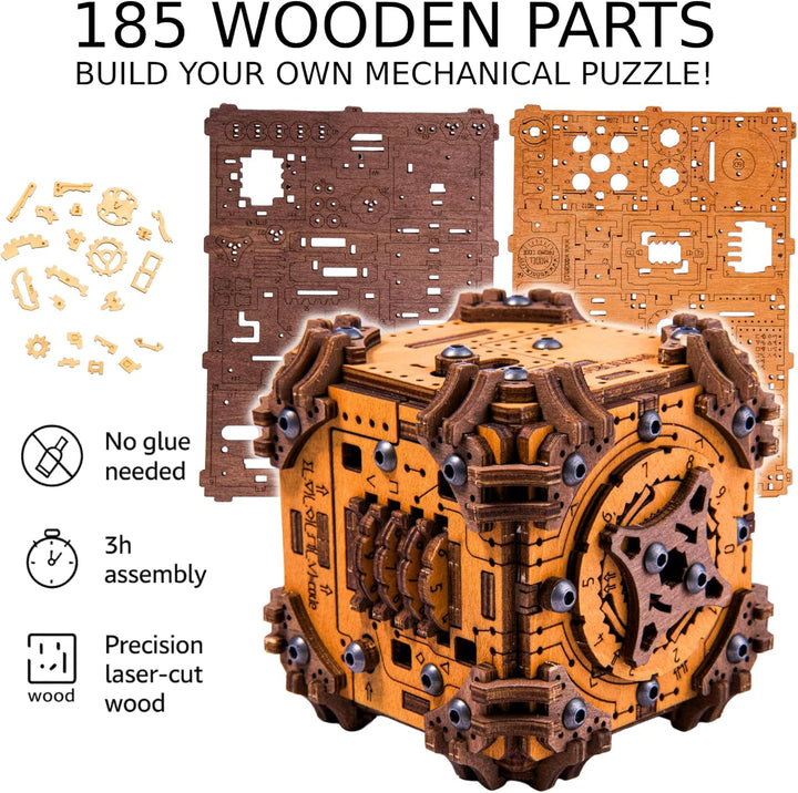 WOODEN.CITY Tesseract Holz Puzzle Box für Erwachsene – 3D Holzpuzzle Bausatz | Escape Room in a Box