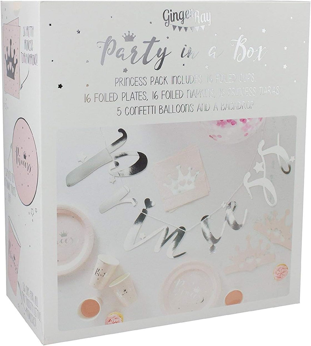 Ginger Ray Gold Foiled Silver Princess Party Geburtstagsfeier-Set, metallisch
