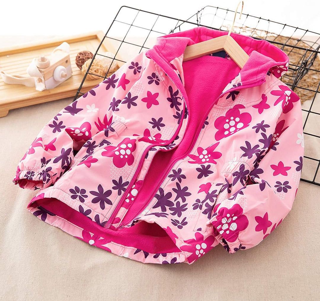 SXSHUN Kinder Mädchen Softshell Jacke mit Fleecefütterung Übergangsjacke Druck Wanderjacke Outdoorja
