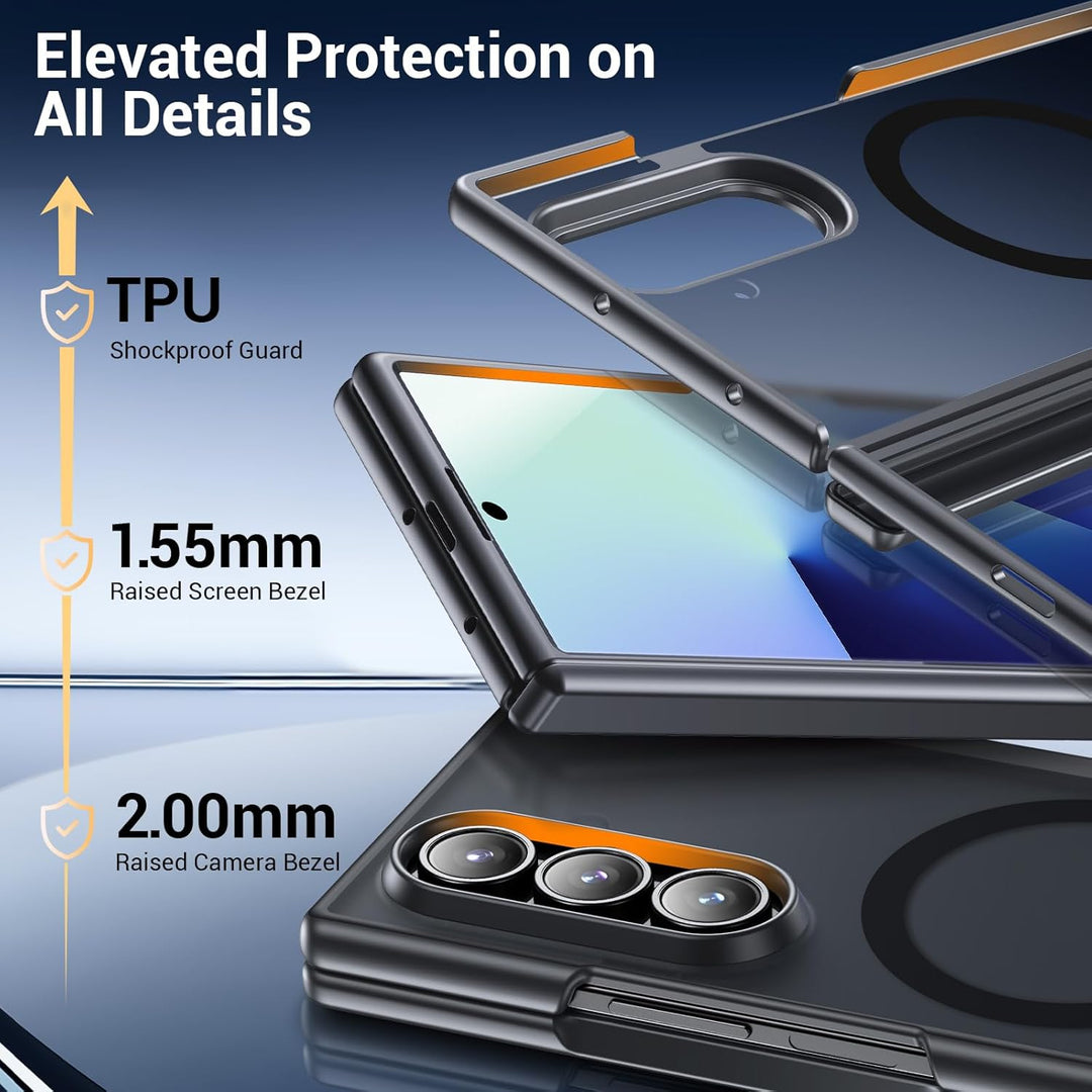 für Samsung Galaxy Z Fold 7 Transparente Hülle: Kompatibel mit MagSafe, TPU Stossfest Scharnierschut
