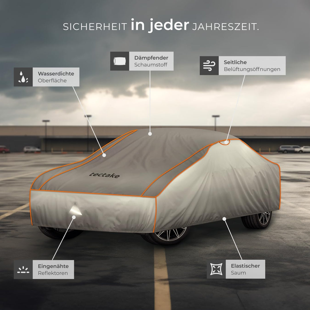 tectake® Auto Abdeckplane, Hagelschutz Autoplane, Autoabdeckung, wasserdichte Decke, atmungsaktiv, e