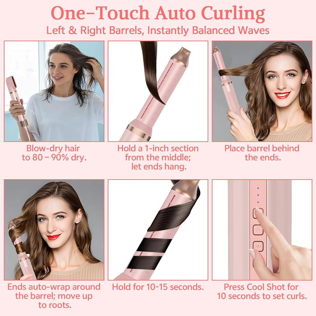 Hairstyler 6 in 1, Professioneller Haarstyler, 110000 U/Min Airstyler Set mit Auto Lockenstäbe, Föhn