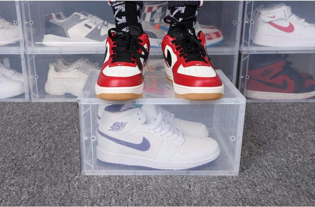 Schuhbox, stapelbarer Schuhorganizer, Kunststoffbox mit durchsichtiger Tür, Schuhaufbewahrung, einfa