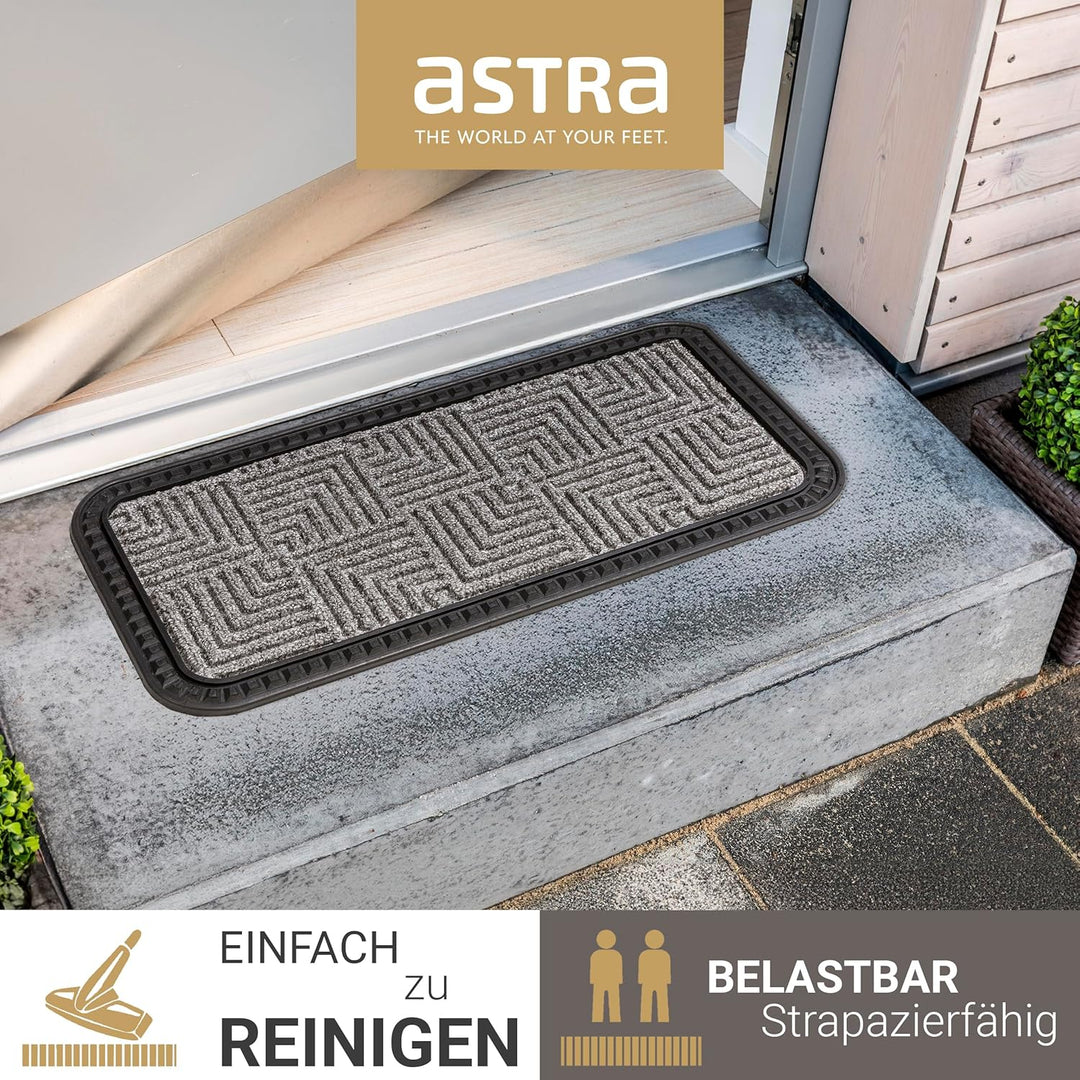 Astra Fussmatte Aussen & Innen - 3er Set 25x60 cm Silber Muster - Sauberlauf Türmatte rutschfest - S