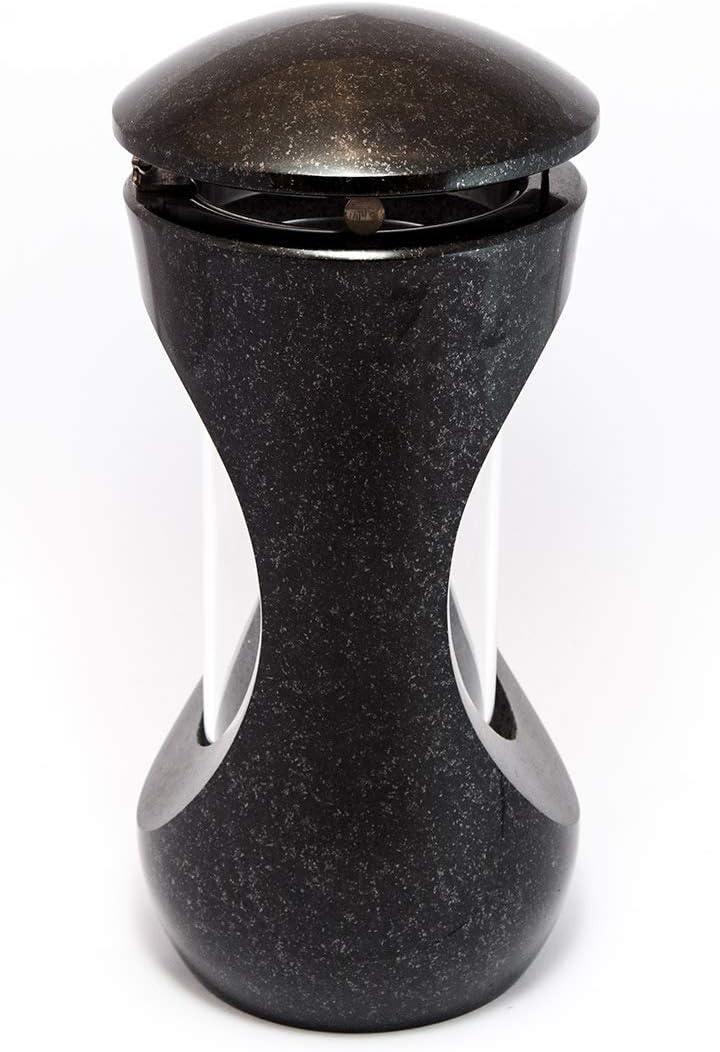 Afterglow Stilvolle Grablampe Classic aus echtem Granit Schwedisch Black Höhe 25 cm/Ø 12,5 cm cm Gra