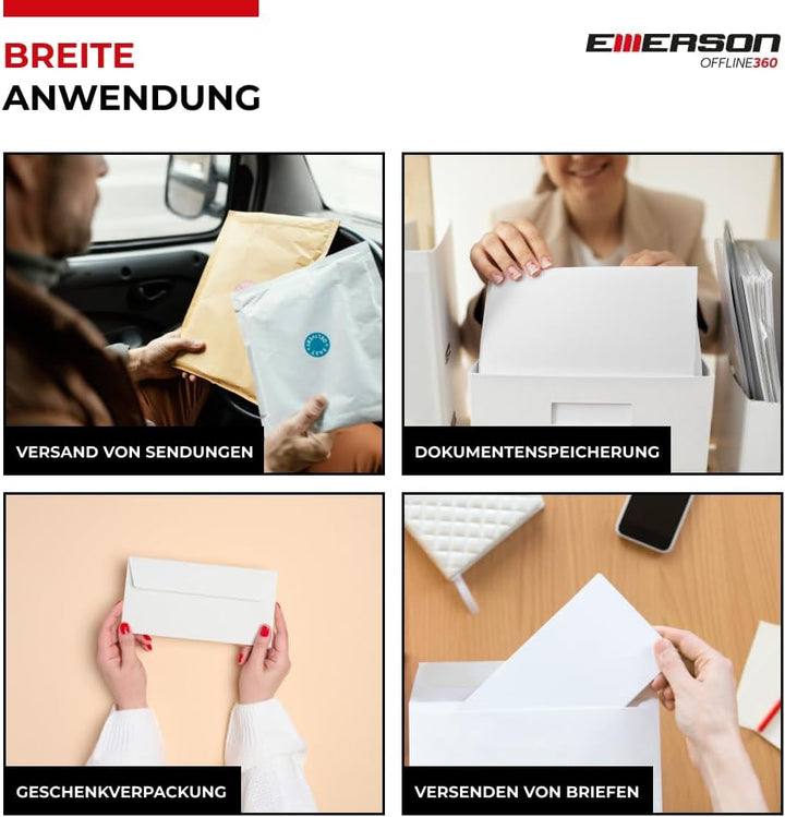 Emerson 250x Versandtasche DIN B4 Weiss 352x250x50 120 g RBD Weiss Versandtaschen gross ohne Fenster
