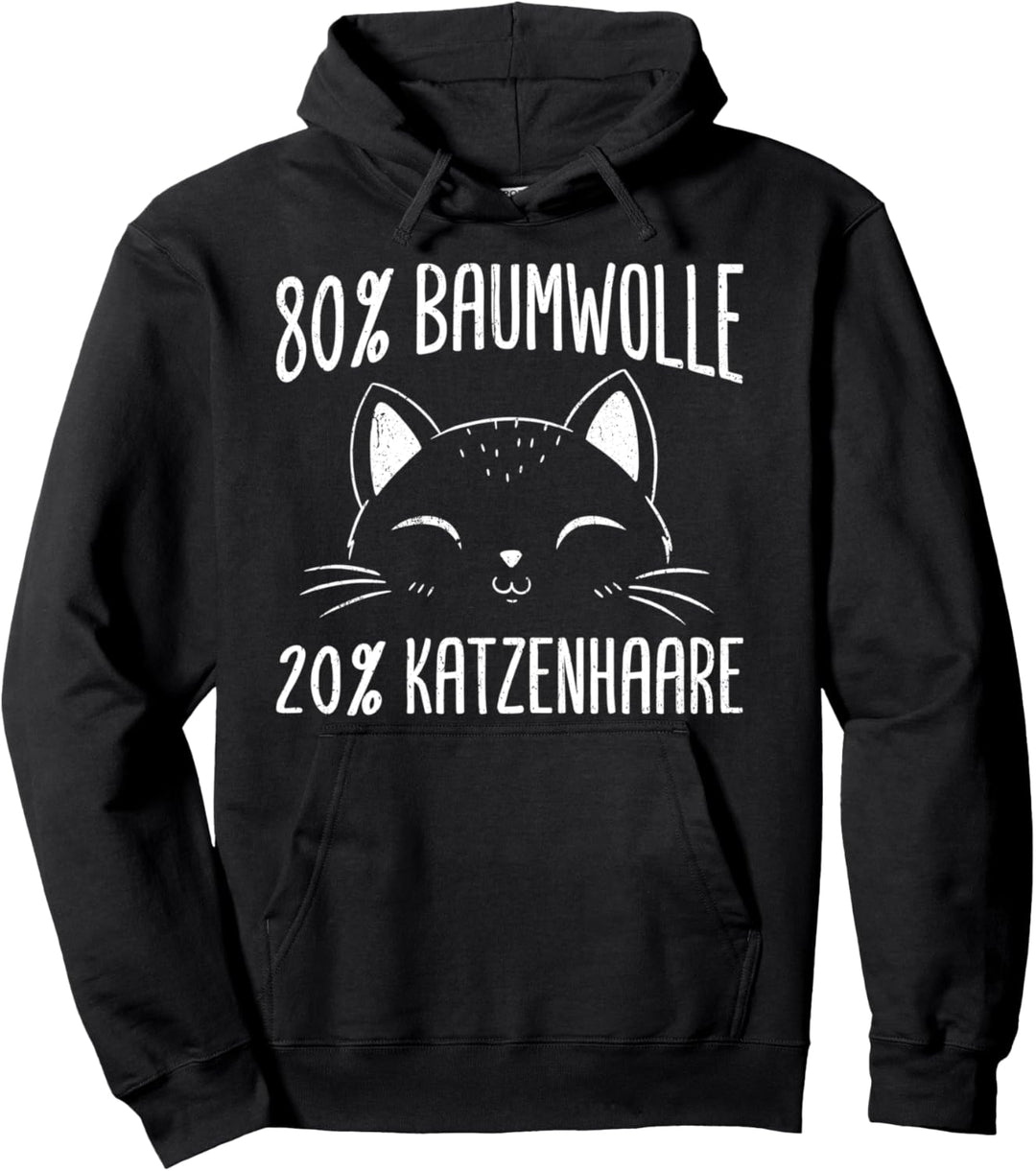 Baumwolle Katzenhaare Spuren Katze Cat Sprüche Pullover Hoodie