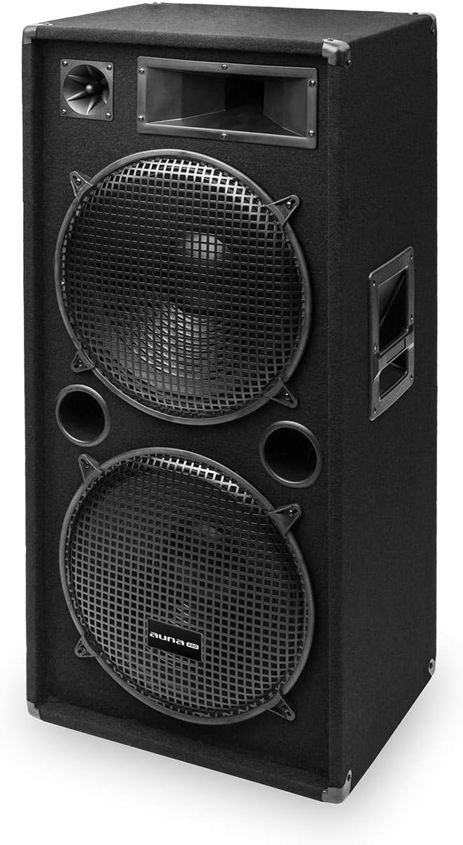 auna Pro PW - Passive PA-Lautsprecher PA-Boxen, 2er-Set: 2 x PA-Box, 2 x 38 cm (15") Subwoofer, Bela