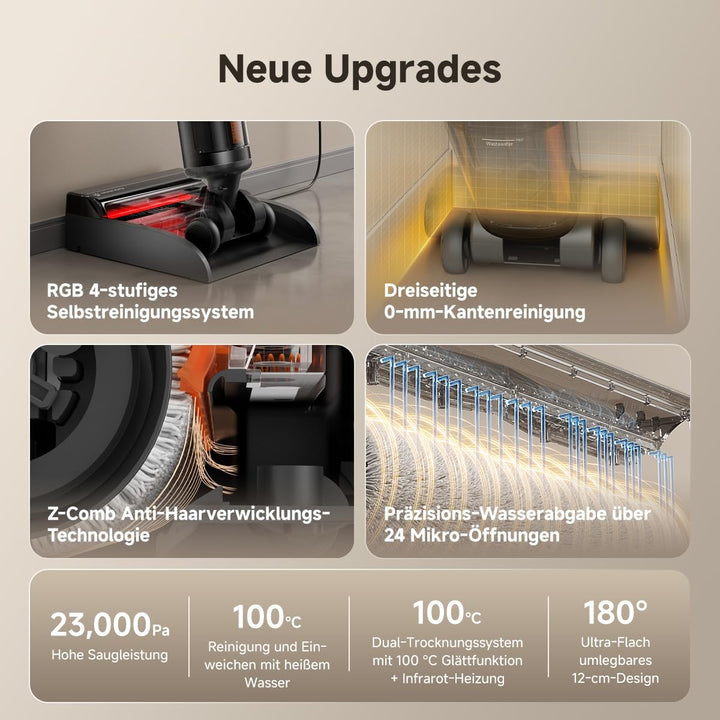 uwant D600 Nass- Trockensauger, kabellos, wäscht und saugt mit heissem Wasser 100 °C, 23.000 Pa, Sel