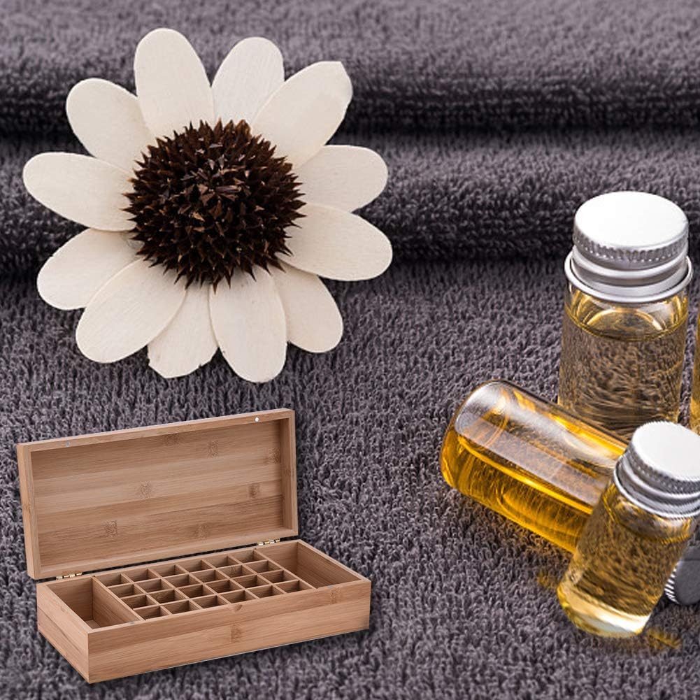 Gracelaza 26 Slots Ätherisches Öl Box aus Bambus - Bietet Platz für 5 10 15 ml ätherisches Öl-Flasch