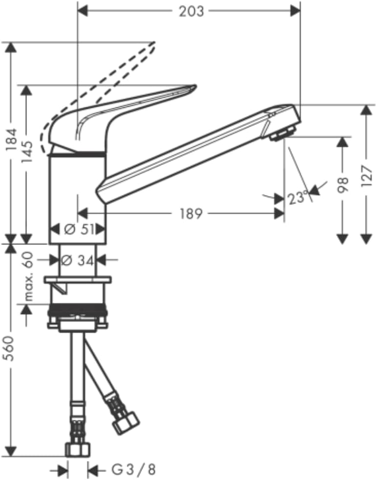 hansgrohe Küchenarmatur (Wasserhahn Küche 360° schwenkbar, hoher Komfort-Auslauf 100mm, Standardansc