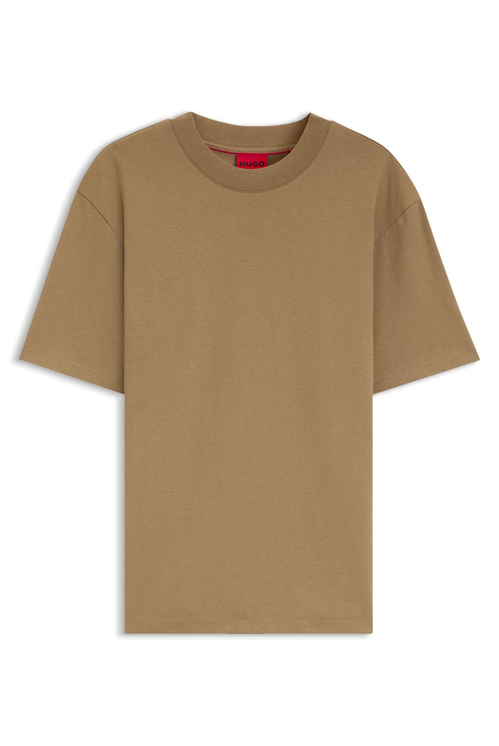 HUGO Herren Dapolino Relaxed-Fit T-Shirt aus Baumwoll-Jersey mit Logo-Print S Beige Overflow 928, S