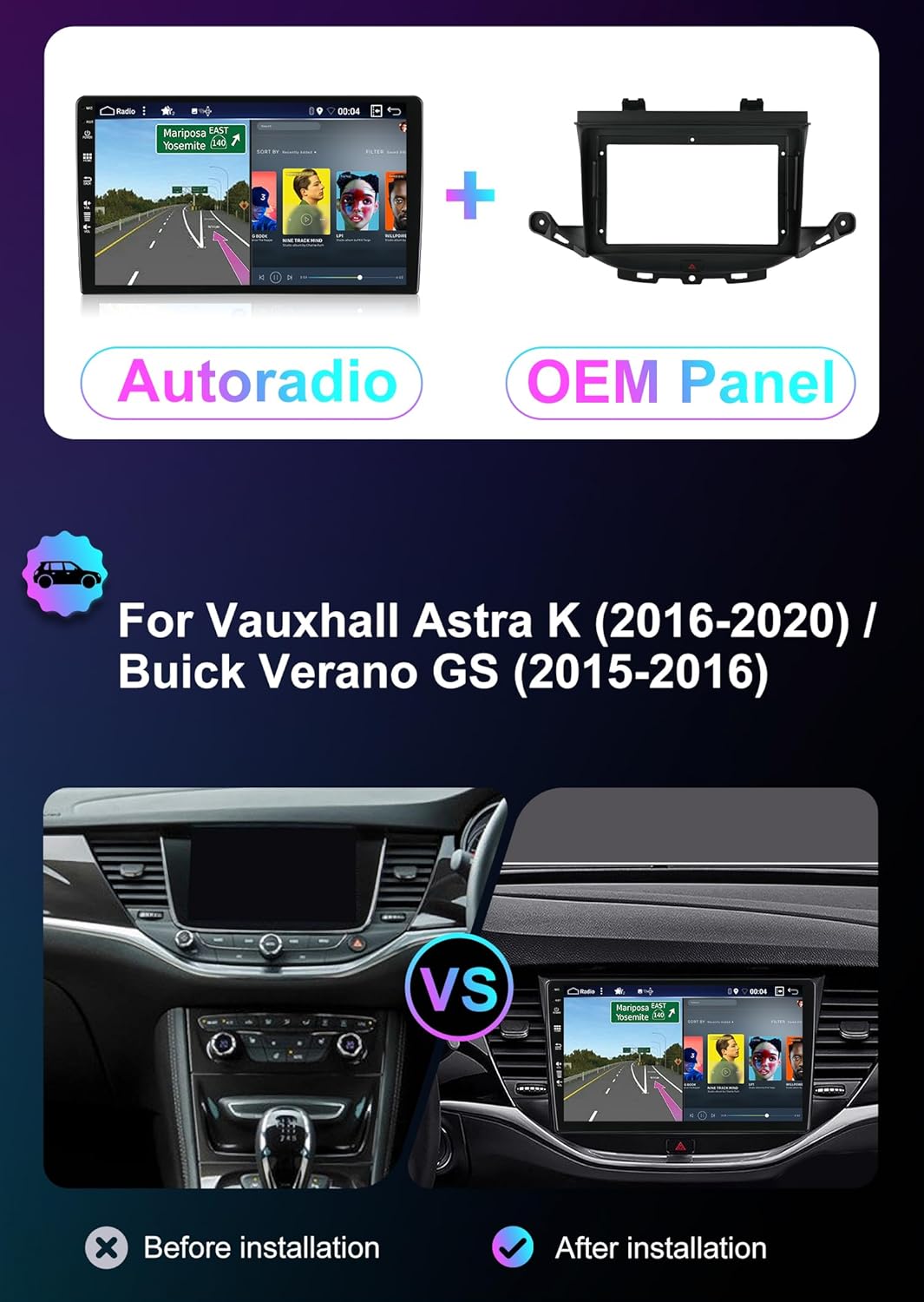 [2+64GB] Android 16 Autoradio mit Navi für Opel Vauxhall Astra K/Buick Verano GS 2015-2020 mit CarPl