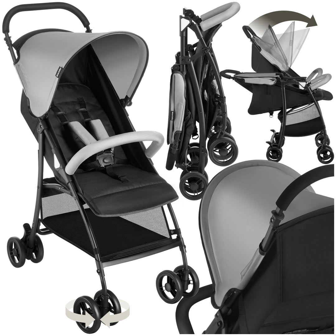 tectake® Kinderwagen Buggy mit Verdeck, Buggy klein zusammenklappbar, Reisebuggy, Babykinderwagen, K