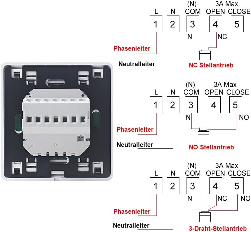 KETOTEK Programmierbare Digitales Thermostat für Wasser Fussbodenheizung 3A 230V, Raumthermostat Fus