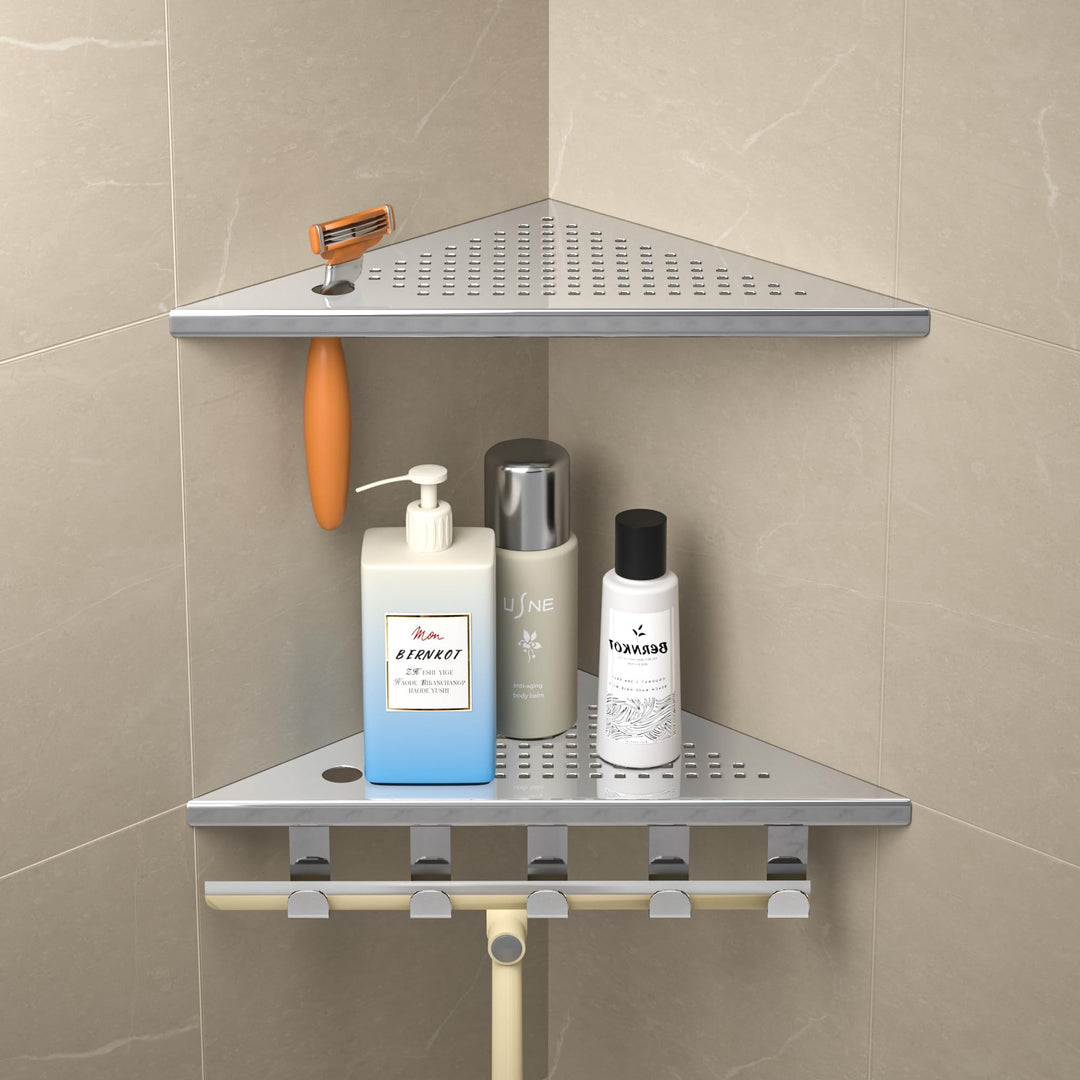 Eck-Duschregal aus 304-Edelstahl, 25,4 cm Eckregal für die Dusche | Duschablage Ecke für Badrenovier
