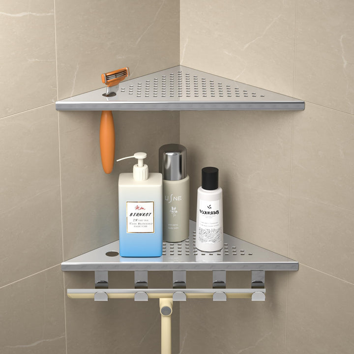 Eck-Duschregal aus 304-Edelstahl, 25,4 cm Eckregal für die Dusche | Duschablage Ecke für Badrenovier