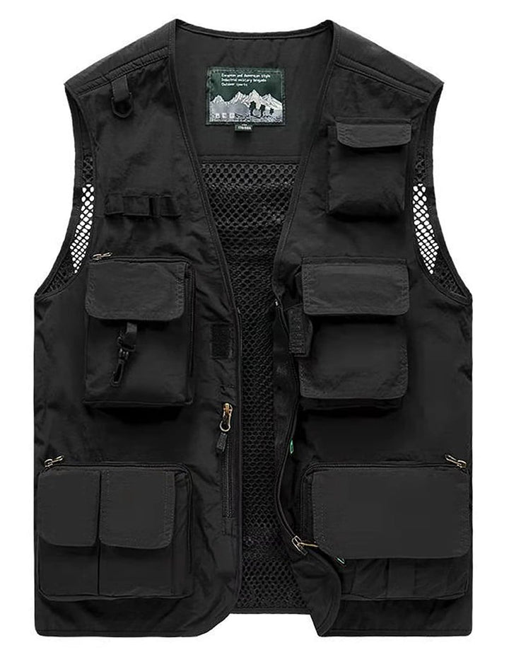 Vanchenl Herren Freizeit Safari Angeln Outdoor Arbeit Weste Jacke Foto Reise Cargo Mesh Weste Multi