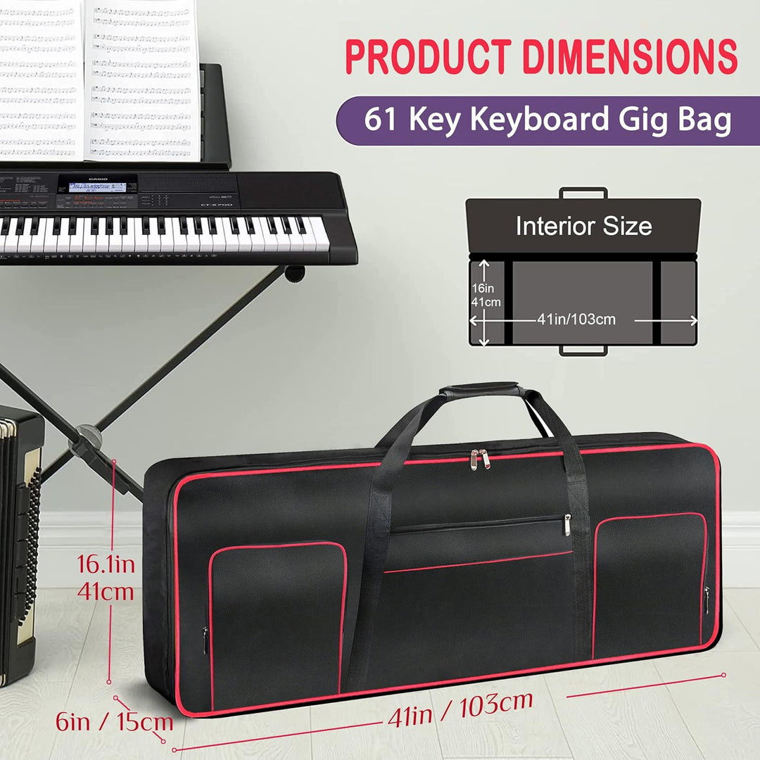 Ruibo Keyboardtasche 61 Tasten,Gigbag 600D Oxford-Tuch mit 10 mm Baumwoll-Gepolstert,Tragbar Langleb