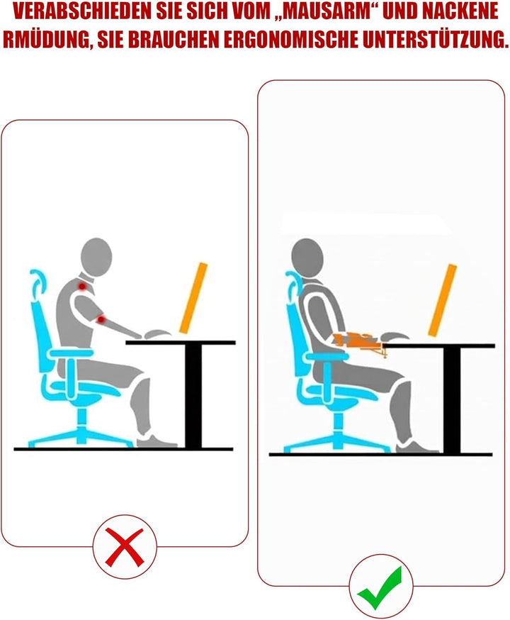 Ergonomische Armlehnenstütze Handgelenkauflage: Armstütze Schreibtisch 90° Faltbare und 180° Drehbar