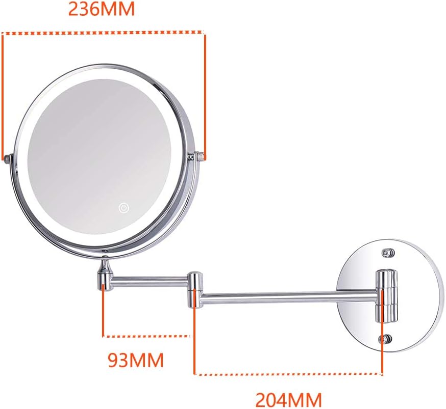 Loywe Beleuchtet Kosmetikspiegel 7-Fach mit Beleuchtung LED Wandmontage Touchscreen für Badezimmer,