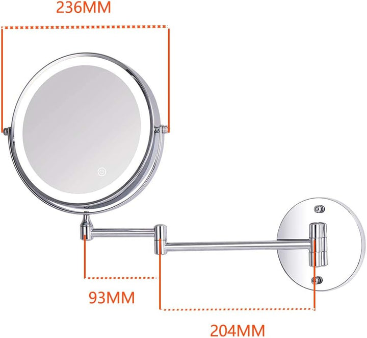 Loywe Beleuchtet Kosmetikspiegel 7-Fach mit Beleuchtung LED Wandmontage Touchscreen für Badezimmer,
