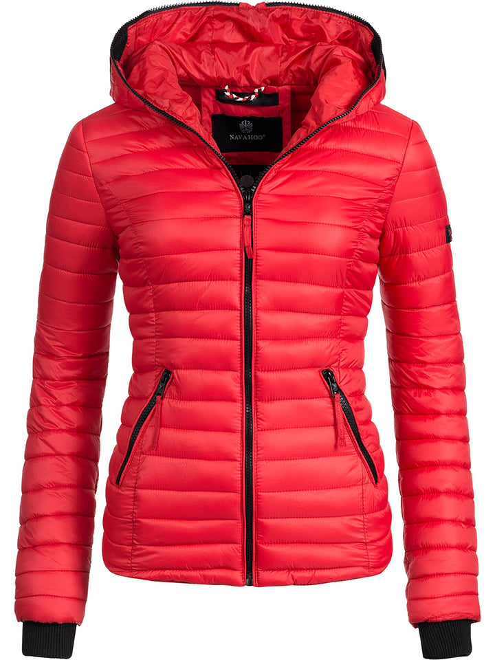 Navahoo Damen Damen leichte Übergangsjacke Steppjacke mit Kapuze Kimuk XS-XXL XS Rot, XS Rot