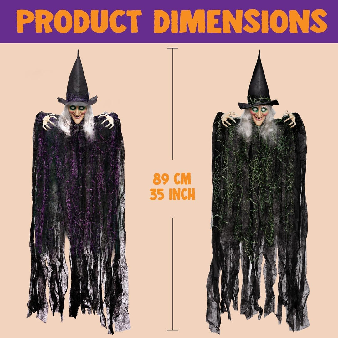 JOYIN 3 Stück Halloween hängende Hexen mit biegsamen Armen, 89,7 cm, Halloween hängende Dekorationen